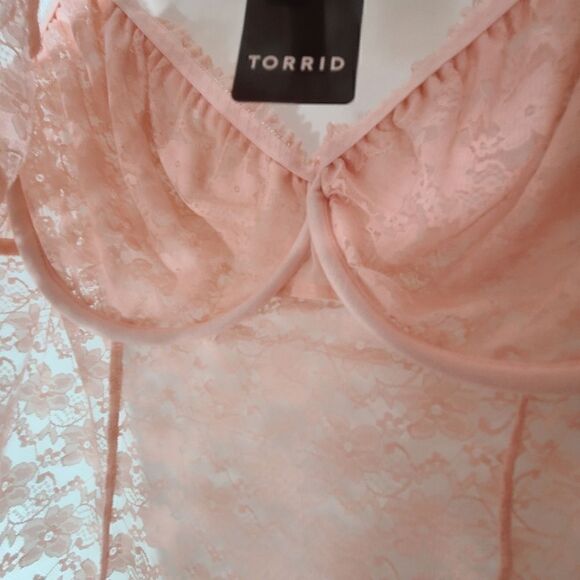 1X 14W 16W Pink Lace Babydoll Torrid Underwire - Picture 9 of 11